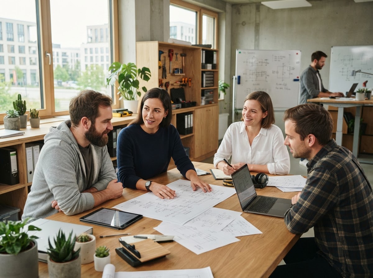 Fotrind Findomd Team bei der Zusammenarbeit im Büro